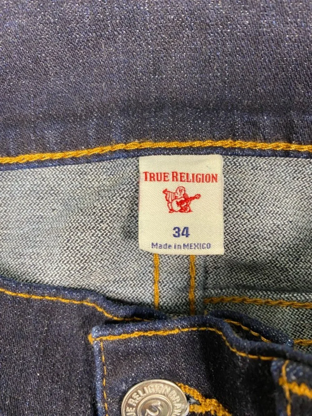 True Religion Ricky Mens Relaxed Straight Denim Jeans 34 Dark Wash Cotton